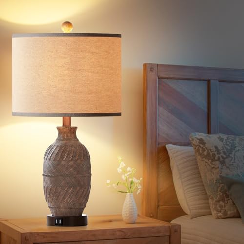 3-Way Dimmable Touch Control Table Lamps Set of 2 for Bedroom, USB Ports and AC Outlet X64612