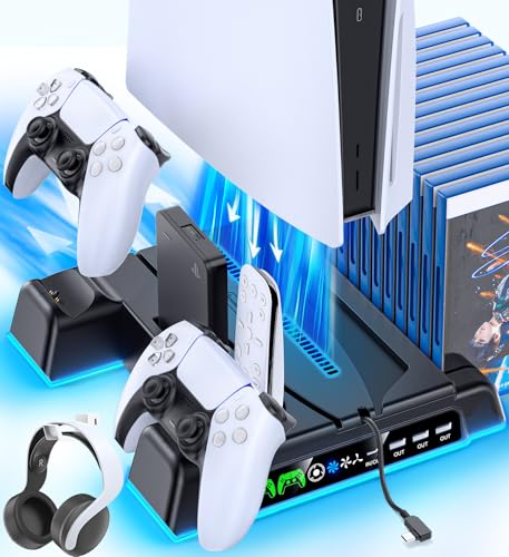 PS5 Stand with Dual Controller Charger for PlayStation 5 Disc & Digital Console W89004