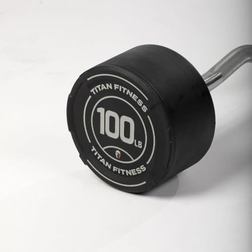 Titan Fitness Rubber Curl Fixed Barbells, Pre-Loaded Weight Bar Y406