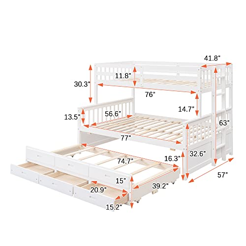 Harper & Bright Designs Twin Over Twin Bunk Bed with Storage Drawers, Solid Wood, Espresso P440327