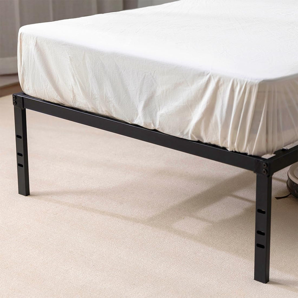 Twin XL Metal Platform Bed Frame with Storage, Steel Slat Support, Black K3941