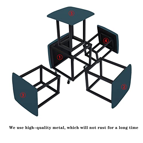 Nesting Ottoman Cube Chair with Wheels, Stackable Leather Foot Stool V48796