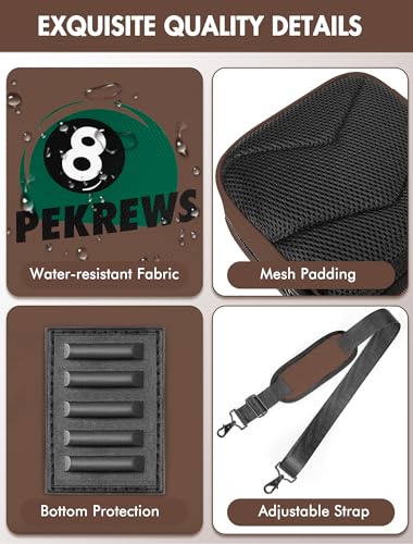 Pool Cue Case 4x5 with Pockets, Soft Padded Billiard Cue Bag A2212