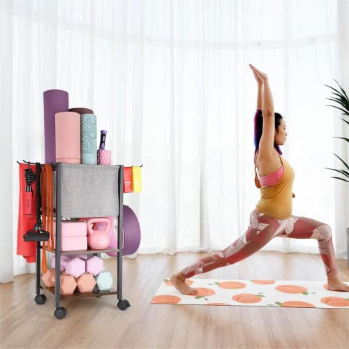 Yoga Mat Storage Rack for Dumbbells and Kettlebells, Home Gym Organizer N713