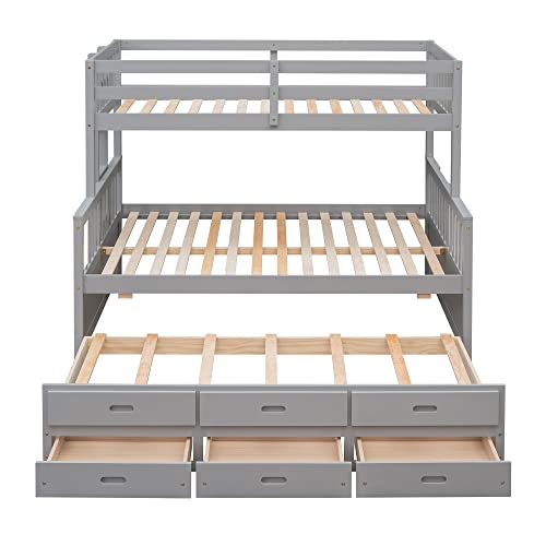 Harper & Bright Designs Twin Over Twin Bunk Bed with Storage Drawers, Solid Wood, Espresso P440327