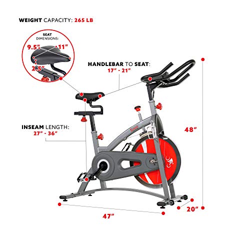 Sunny Health & Fitness Indoor Cycling Bike with Adjustable Seat & Multi-Grip Handlebar A879