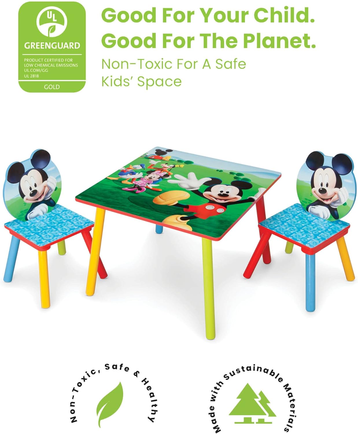 Delta Children Kids Table and Chair Set with 2 Chairs, Mickey Mouse Design I4368