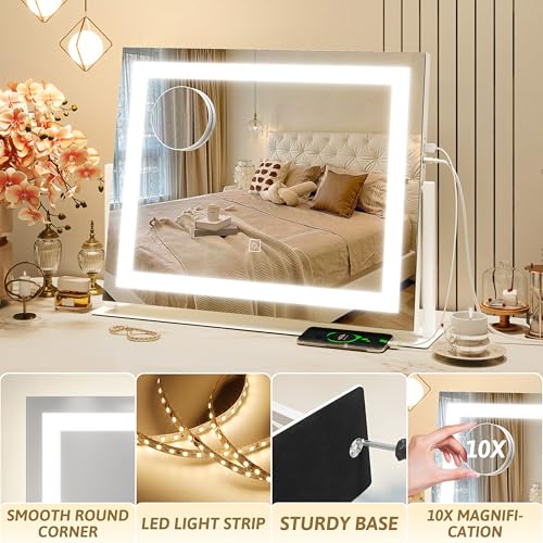 Vanity Mirror with Lights, 12.6"×15" LED Makeup Mirror, Touch Control Dimmable D52089