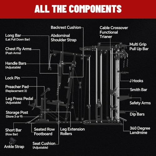 Multi-Function Smith Machine Power Cage with Cable Crossover System G556