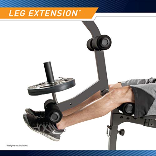Marcy Olympic Workout Bench with Preacher Curl Pad and Weight Rack, White/Black R86365
