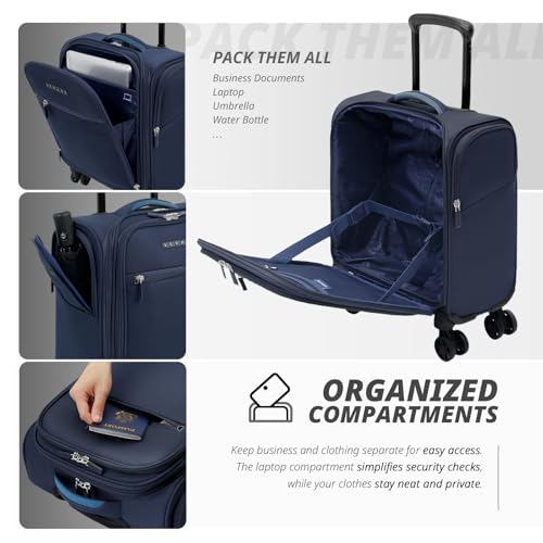 Verage Under Seat Luggage with Wheels, Softside Spinner Carry On, Navy 14-Inch A51804