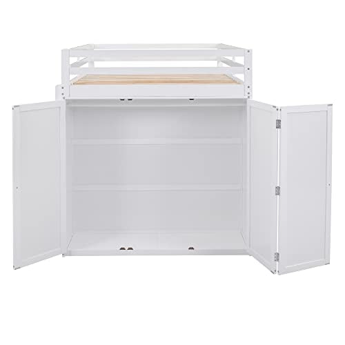 Harper & Bright Designs Full Loft Bed with Desk, Wardrobe, Solid Wood N868457
