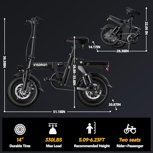 Folding Electric Bike for Adults, 20MPH, 45 Miles Range, Removable Battery Q46926