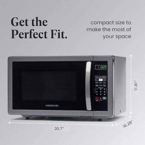 Farberware Countertop Microwave 1000W 1.1 cu ft Black Stainless Steel P5805