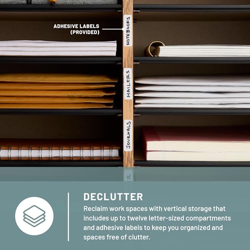 Safco Wooden Paper and Mail Organizer, Adjustable Shelves, Stackable B285