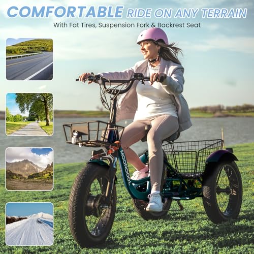 MOONCOOL Electric Tricycle for Adults, 500W Motor, 7-Speed, Removable Battery T91463