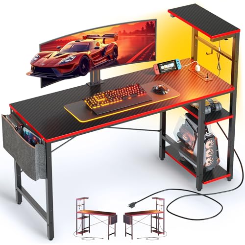 Bestier Gaming Desk with LED Lights, 51.3 Inch Computer Desk Q970