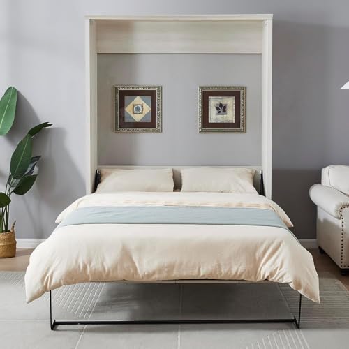 MERITLINE Queen Murphy Bed with Storage Bookcase and Charging Station E996