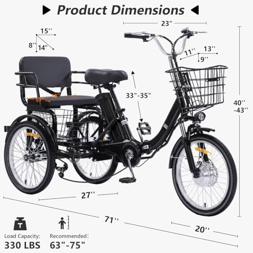 Adult Electric Tricycle 3 Wheel Bike for Adults A10327