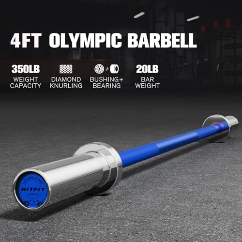 RITFIT Olympic Barbell 4ft/6ft 2 Inch Weight Bar for Strength Training, 500lbs Capacity F369