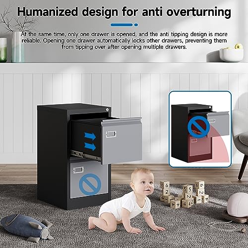 2 Drawer Vertical File Cabinet with Lock for Letter Size, Steel Office Storage Y50014