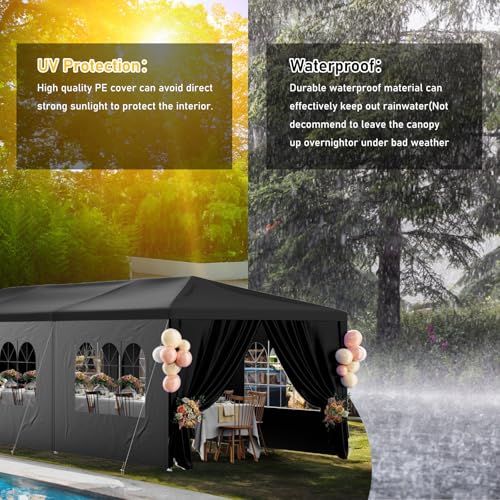 Outdoor Party Tent 10x30 Black with 8 Removable Sidewalls V87006