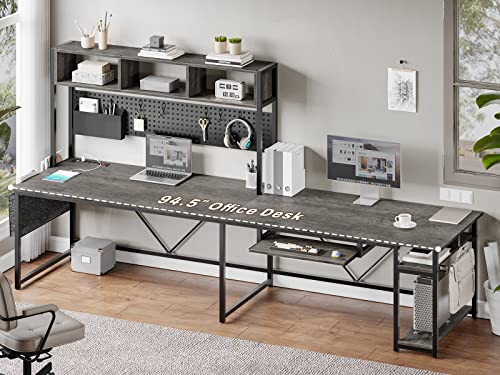 SEDETA L Shaped Gaming Desk with Power Outlet and Pegboard, Black B28201