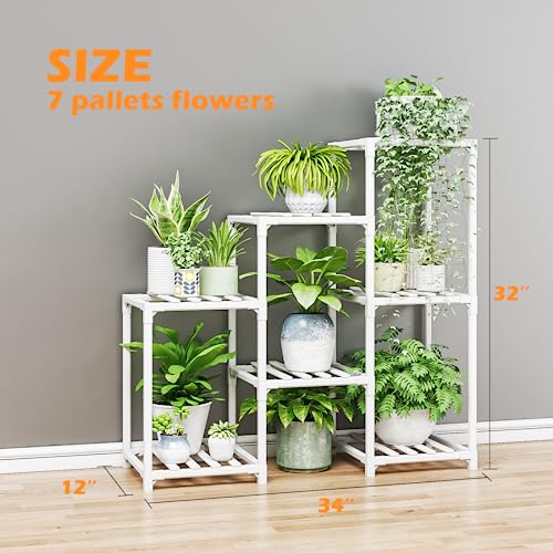 Bamworld Plant Stand Indoor Outdoor Wood Plant Rack 3 Tier Ladder D51744