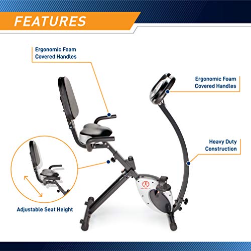 Marcy Foldable Upright Exercise Bike with Adjustable Resistance H1253