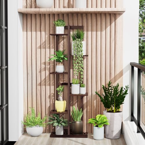 DolceLuna Bamboo Plant Stand Indoor 6 Tier 46 Inch Q3025