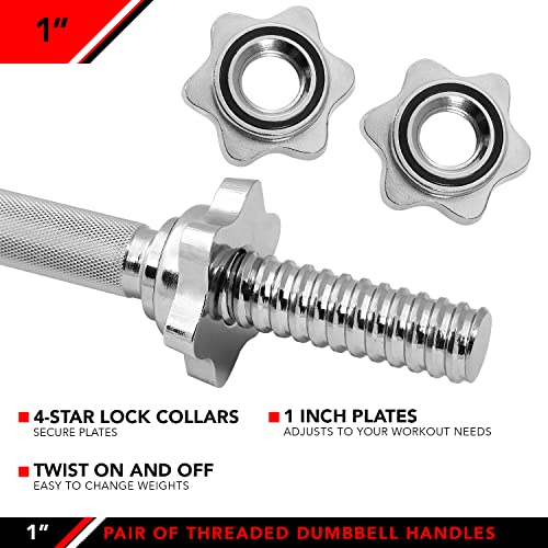 JFIT Threaded Dumbbell Handles, Set of 2, with Star Collars Y553