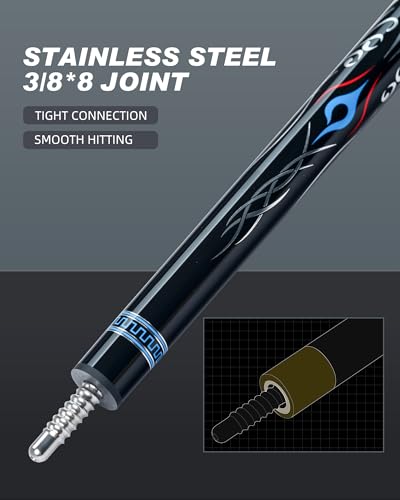 CRICAL Carbon Fiber Pool Cue Stick 58" with 12.5mm Tip J317692