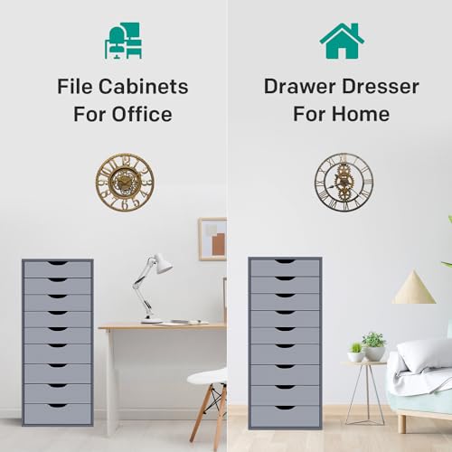 Naomi Home Bianca 9 Drawer Chest, Wood Dresser, Gray G431145