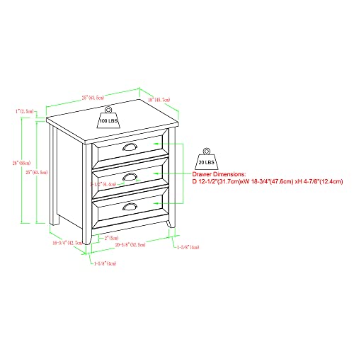 Walker Edison Hazel 2-Piece Modern Farmhouse 3 Drawer Nightstand, White Oak X7971