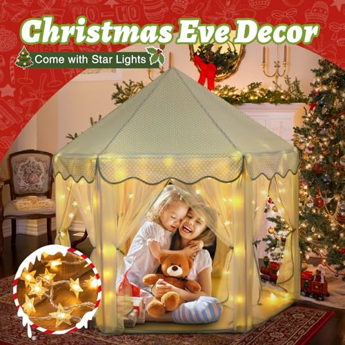Monobeach Princess Tent Girls Large Playhouse with Star Lights L847553