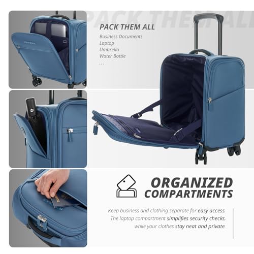 Verage Under Seat Luggage with Wheels, Softside Spinner Carry On, Navy 14-Inch A51804