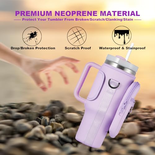 Pink Insulated Neoprene Water Bottle Carrier Bag for Stanley 40 & 30 oz Tumbler O83613