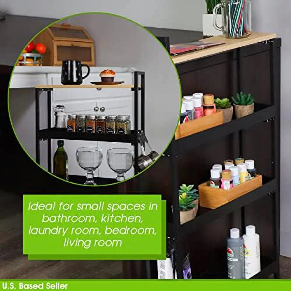 Bathroom Organizer Slim Storage Cart With Wheels 4 Tier Narrow Shelf Tower Z31570