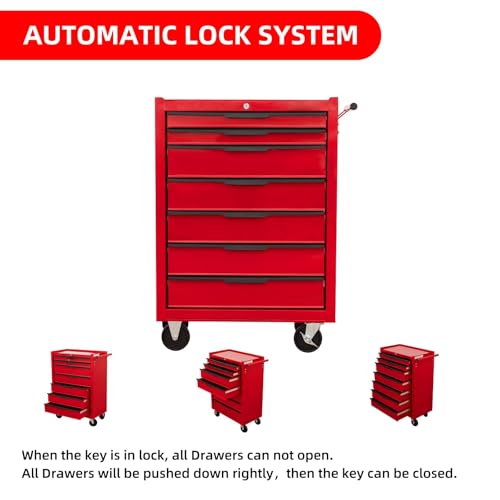 6-Drawer Rolling Tool Chest Cabinet with Wheels and Locking, Black W270288