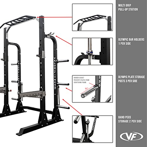 Valor Fitness Half Rack Squat Machine with Pull Up Station, 750lbs Capacity T95458