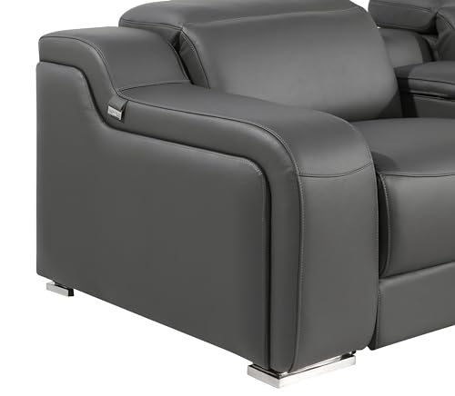 Ibero 12-Piece Italian Leather Sectional Sofa Set with 4 Recliners, Light Gray E5124