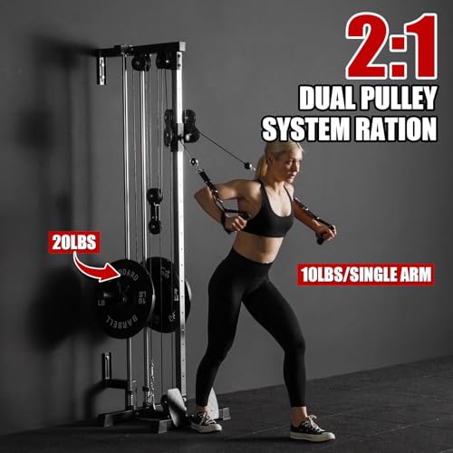 ER KANG Wall Mount Cable Station with Dual Pulley System for Home Gym Q918872