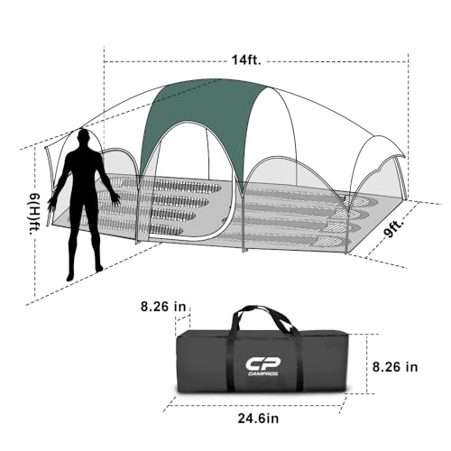CAMPROS CP Tent 8 Person Weather Resistant Family Camping Tent with Carry Bag Z5924