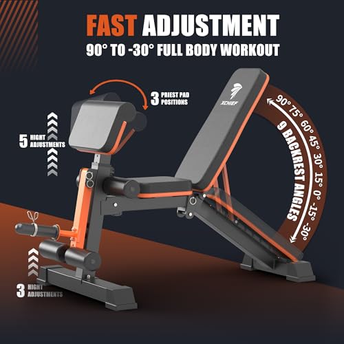Adjustable Weight Bench 1000LBS Foldable Workout Bench with Leg Extension Z798