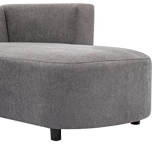 110.2" L-Shape Curved Sofa with Extra Chaise, Chenille Upholstery Sectional Couch C717