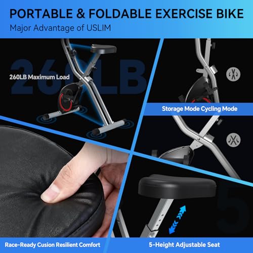 Foldable Exercise Bike with 16-Level Magnetic Resistance for Home T532