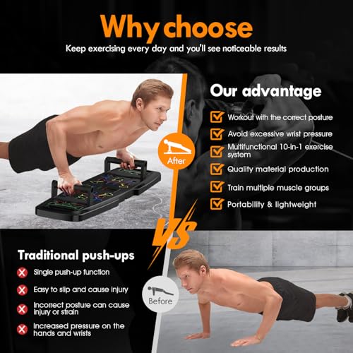 Push Up Board with Resistance Bands and Ab Roller Wheel for Home Gym Y5855