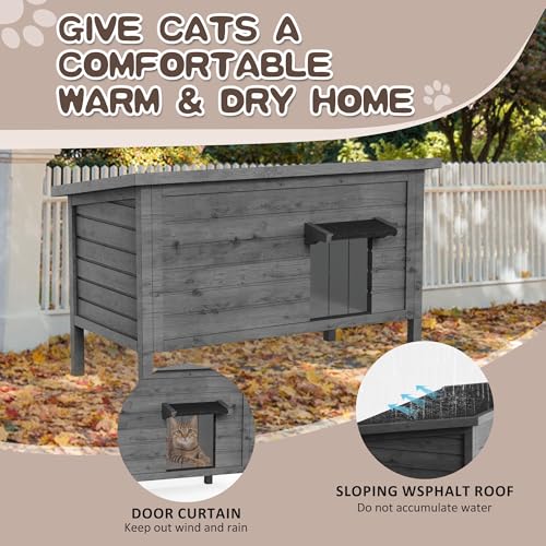 Outdoor Cat House Insulated Wooden Shelter for Multiple Cats K816912