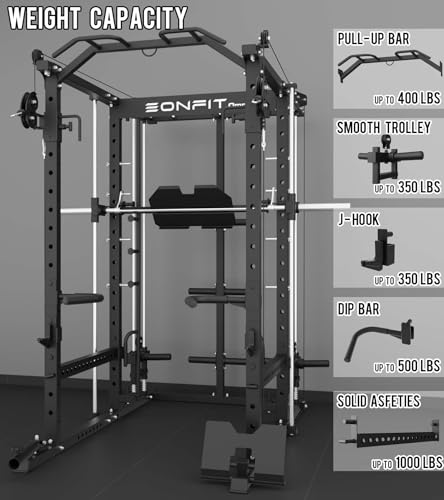 Eonfit E5 Smith Machine with Vertical Leg Press, Power Cage Squat Rack, Home Gym Equipment R390