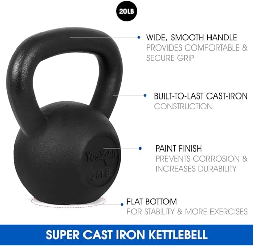Yes4All 5-80 lbs Cast Iron Kettlebell for Strength Training M7531